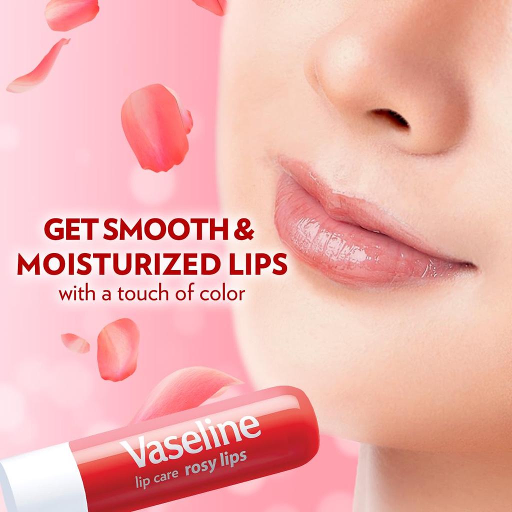 Vaseline Lip Care Rosy Lips Tinted Lip Balm Stick 4.8g Pack of 1 for Soft, Hydrated, Naturally Pink Lips