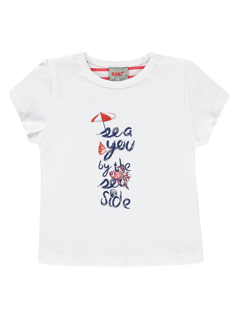 Dziewczęcy Biały T-Shirt Z Nadrukiem Kanz