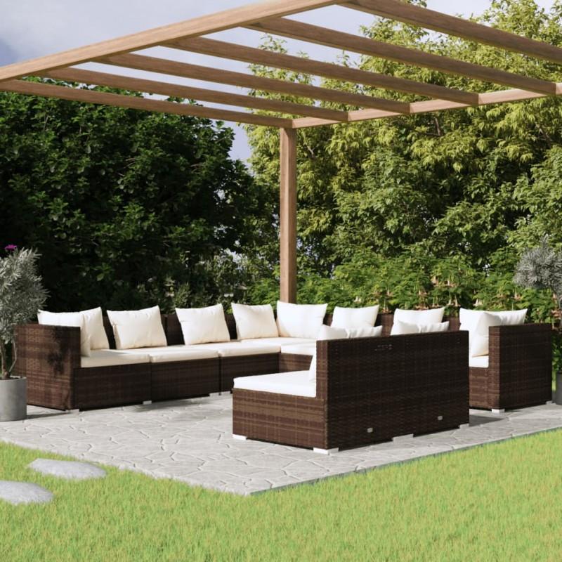 Day and Night - Day and Night 9-piece Garden Furniture Set and Brown Synthetic Rattan Cushions