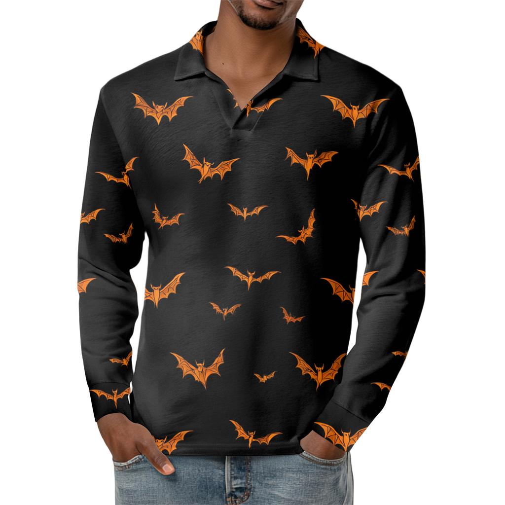 Men's Casual Retro Small V-neck Long-sleeved Top