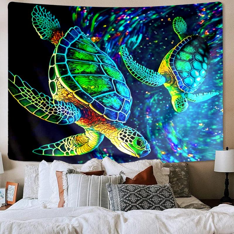 Cartoon Sea Turtle Artwork Tapestry Room Decoration Wall Hanging for Living Room Bedroom, Dormitory, Birthday and Christmas Gifts