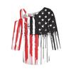 Women's Fashion Casual Independence Day Print Sexy Cold Shoulder 3/4 Sleeve T-shirt Top