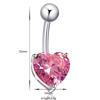 RUI RUI YU Exquisite Bauchnabelringe, stilvolle herzförmige Kristall-Bauchnagel-Nabelringe, Körperpiercing