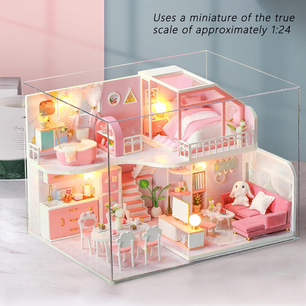 Children Assembly DIY Dollhouse Kit Doll House Kit Miniature House Building Kit Birthday Gift