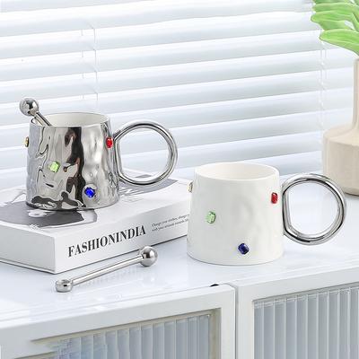 Luxury Gemstone Mug High End Ceramic Cup Unique Design for Home Office Couple Gift