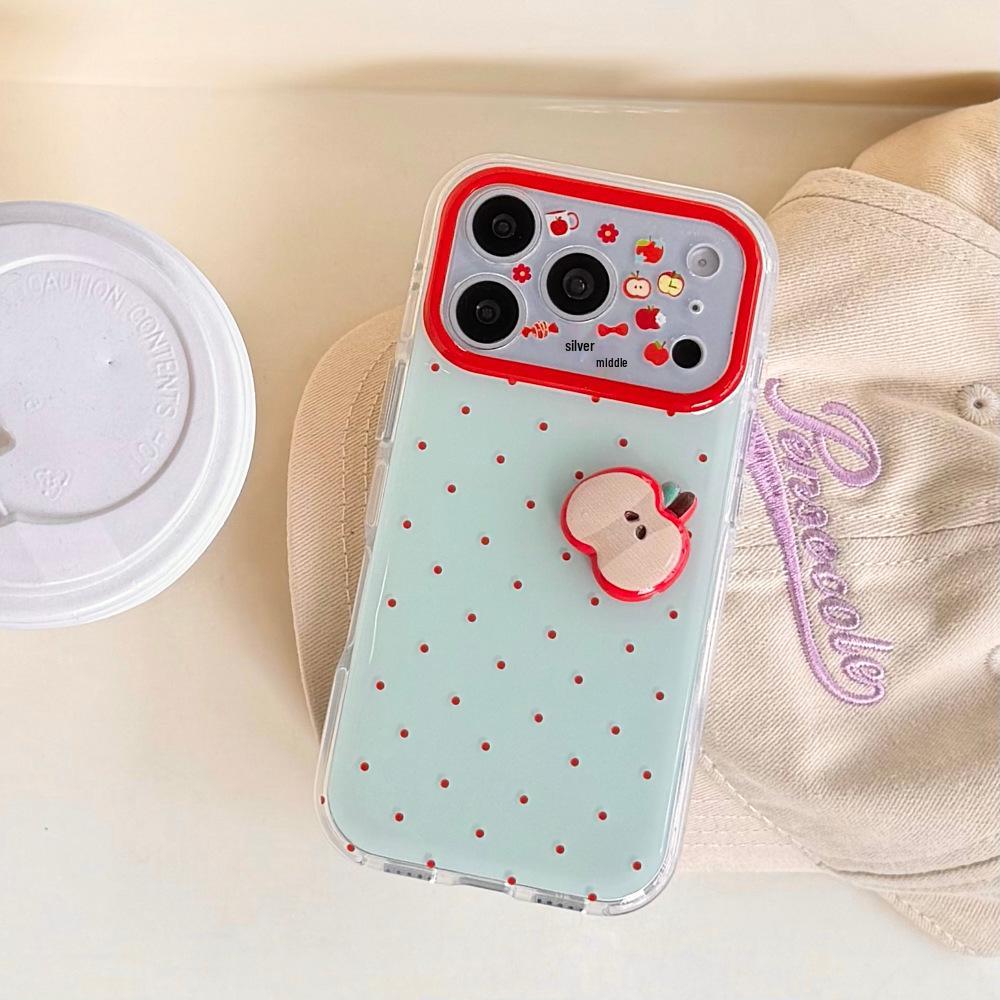 

Polka Dot 3D Apple Core Phone Case for iPhone 17 Pro Max/16P/15 iPhone 15 Pro Max
