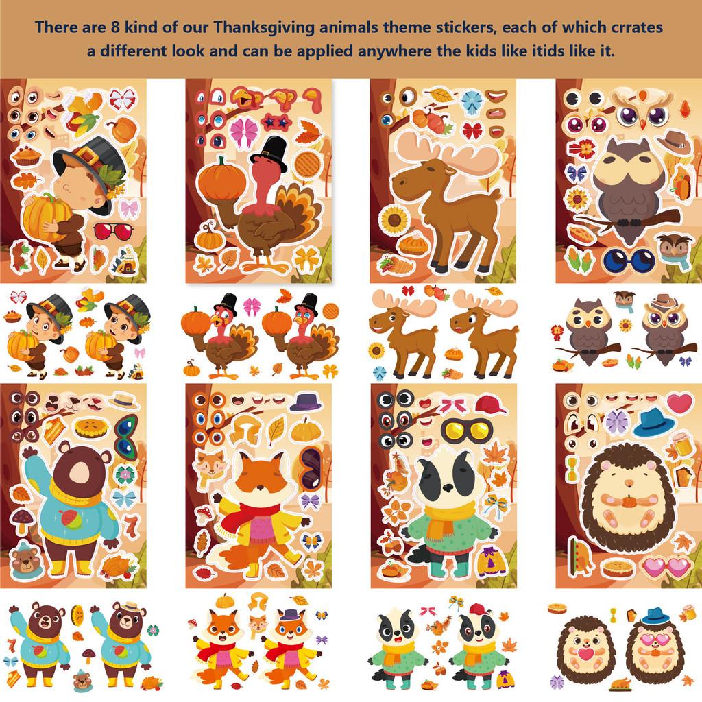 Cm2408007 Adorable Childrens Cartoon Interactive Puzzle Stickers For Thanksgiving Fun