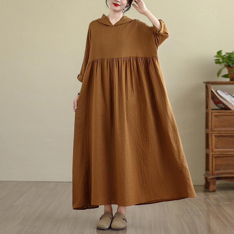 DIMANAF 2025 Women Plus Size Long Hat Dress Loose O-Neck Printing Casual Floral Oversize Long Sleeve 5053