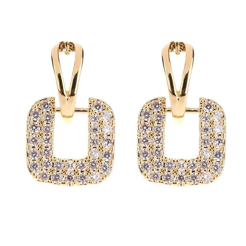 S925 Silver Geometric Diamond Square Stud Earrings - 2024 Unique Trendy Design for Women