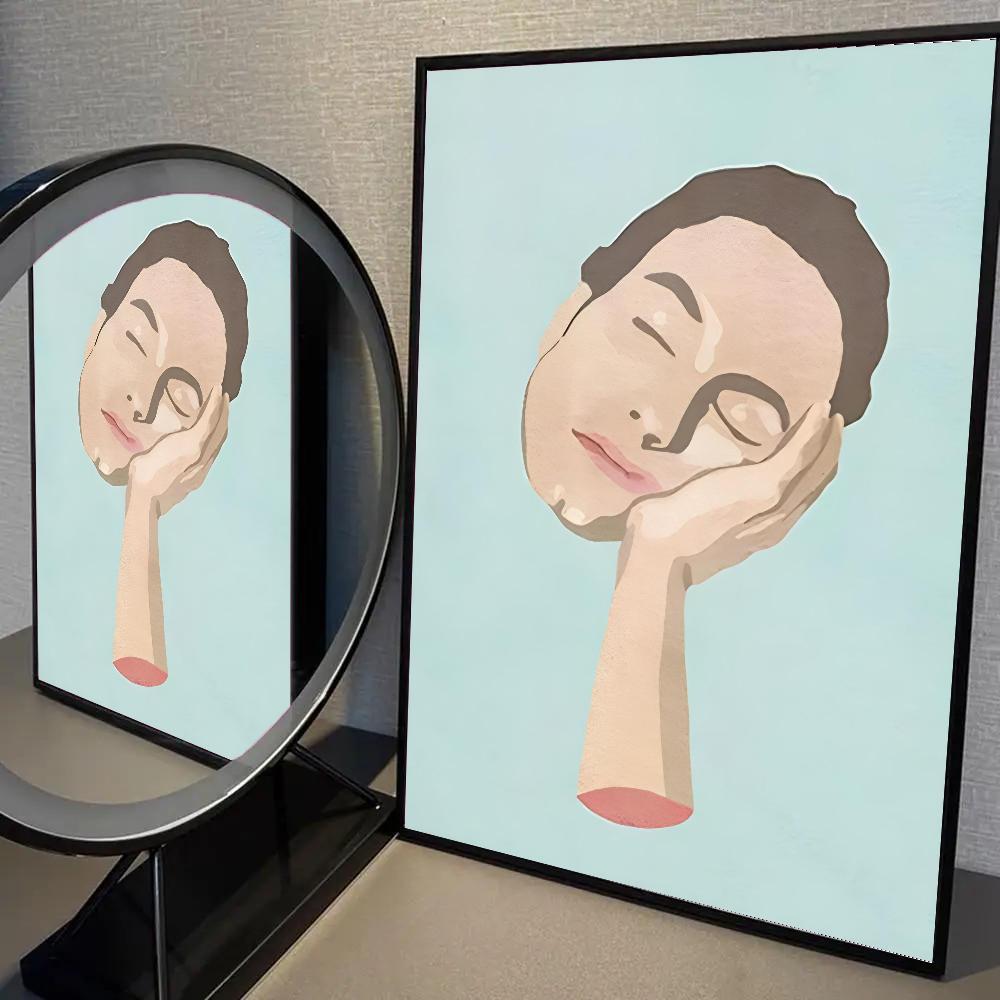 Abstract Figure Cup Thinking Coffee Girl Daily Life Nordic Poster HD Posters Home Room Bar Cafe Decor Art Wall Painting Picture