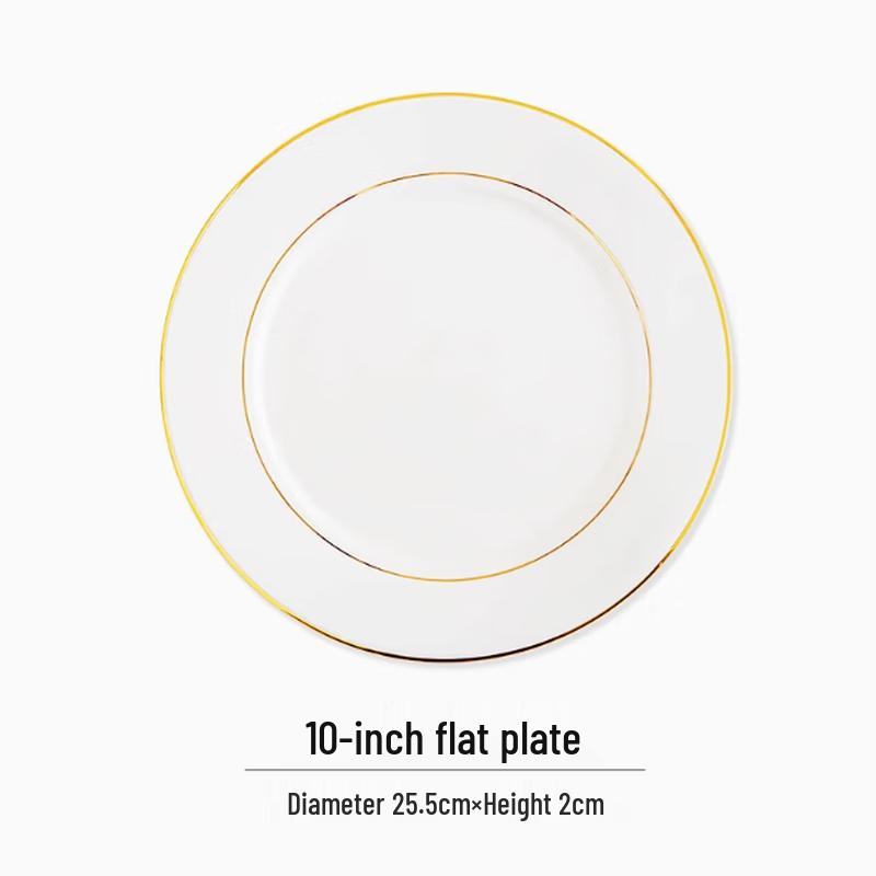 SIFAR Double Gold Rim Ceramic Dinner Plates