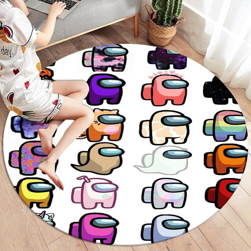 Among Us Round Area Rug,Carpet Rug for Living Room Bedroom Sofa Playroom Decor,Non-slip Floor Mat