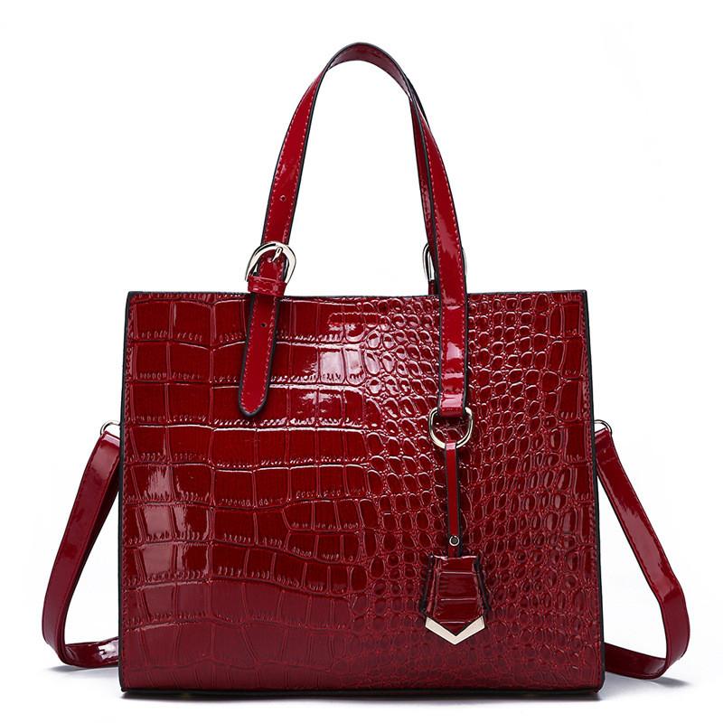 

NIGEDU women s handbag luxury designer CrocodileMessenger Bags for female Shoulder Bags Patent Leather Ladies Totes big capacity