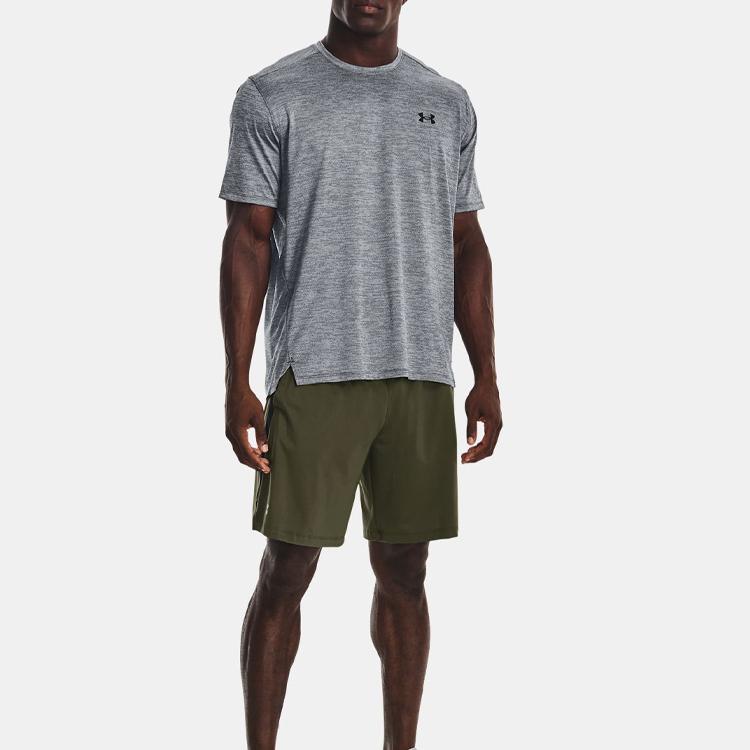 Under Armour Solid Color Elastic Waist Sports Shorts Men shorts Navy-Green 1376955-390