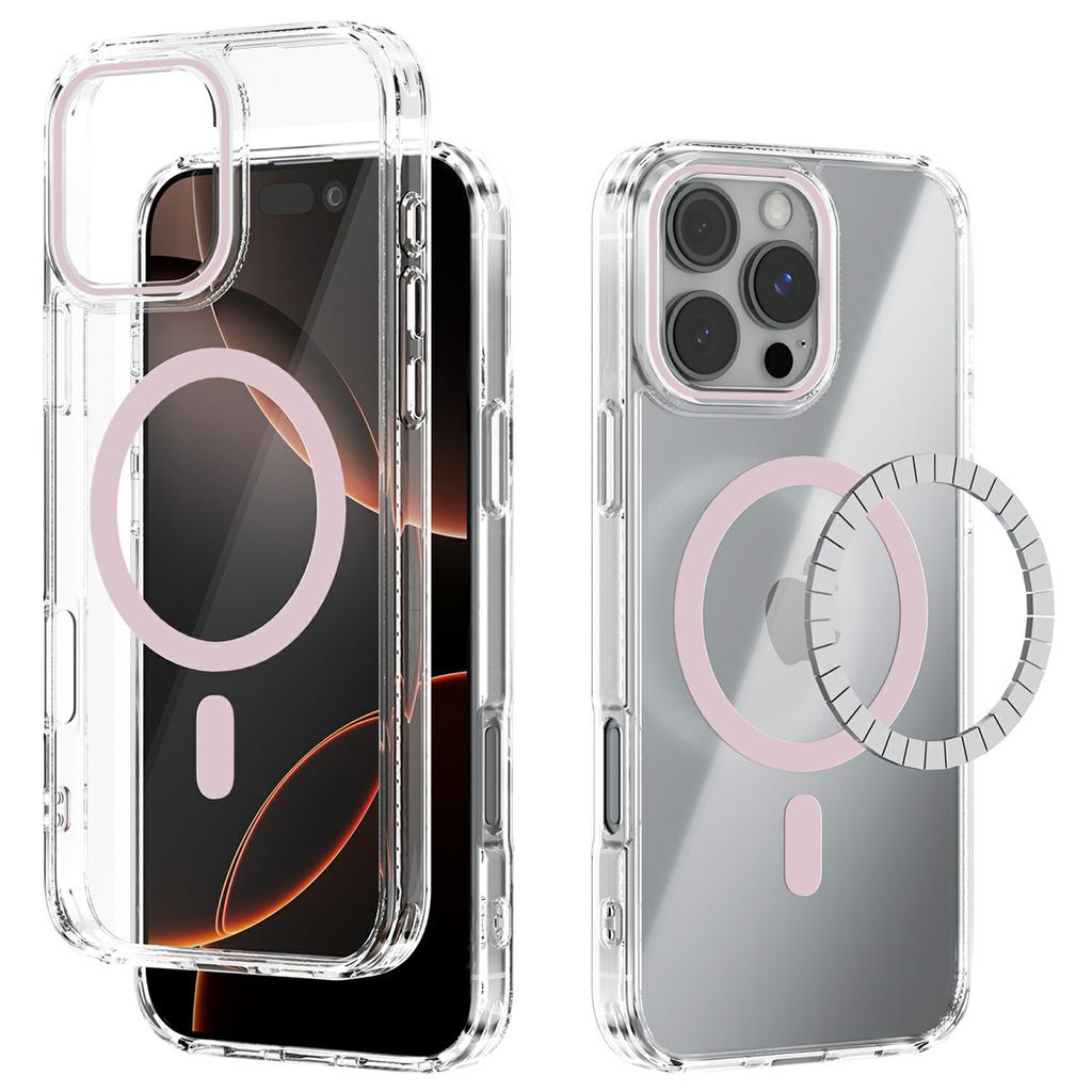 For iPhone 16 Pro Max Case Compatible with MagSafe Anti Scratch Clear TPU PC Phone Back Cover