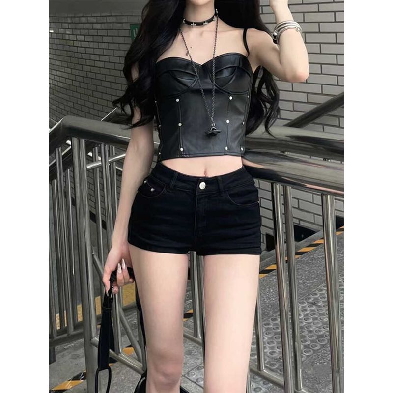 

Fashion Y2g Millennium Sexy Hip Lifting Denim Shorts Women s Summer Small Low Waist Elastic Skinny Slimming Hot Pants Black L
