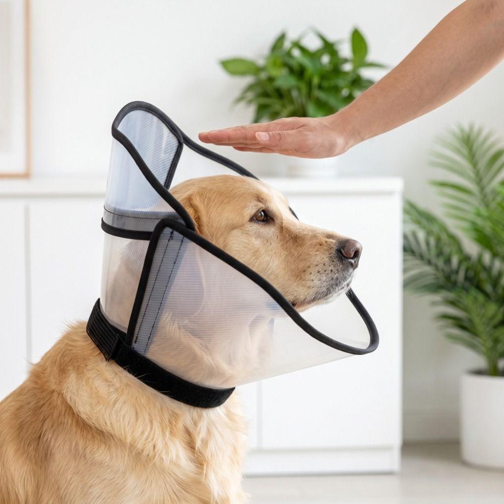 Breathable Dogs Comfy Cones Adjustable Neck Protection Cover  Sterilization