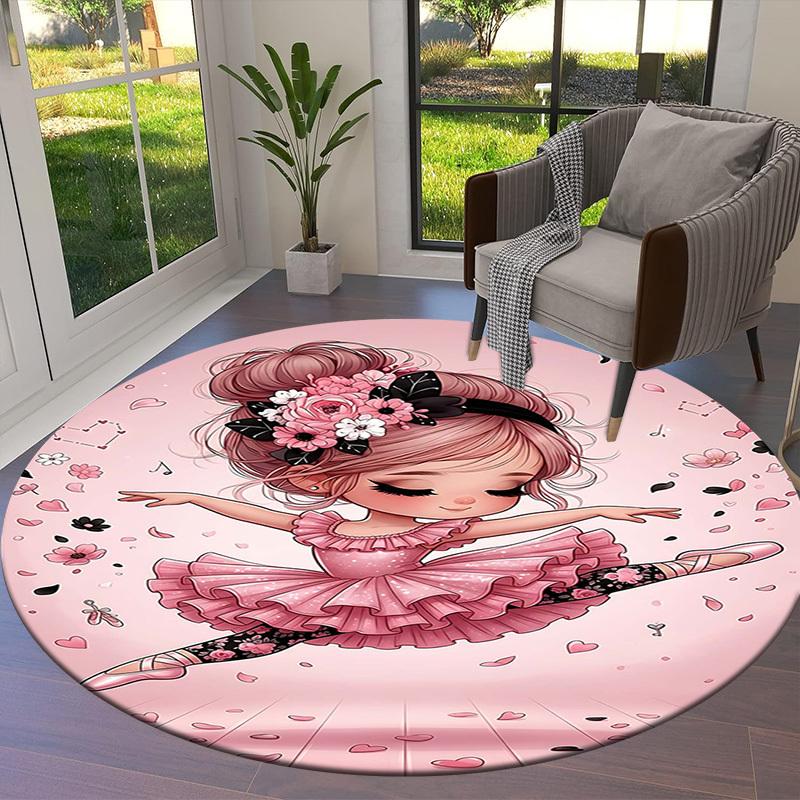 1PC ballet dancer Non-Slip Floor Round carpet, Office, family, bedroom, Large Area Rug Indoor Rugs, Durable PolyesterH0331