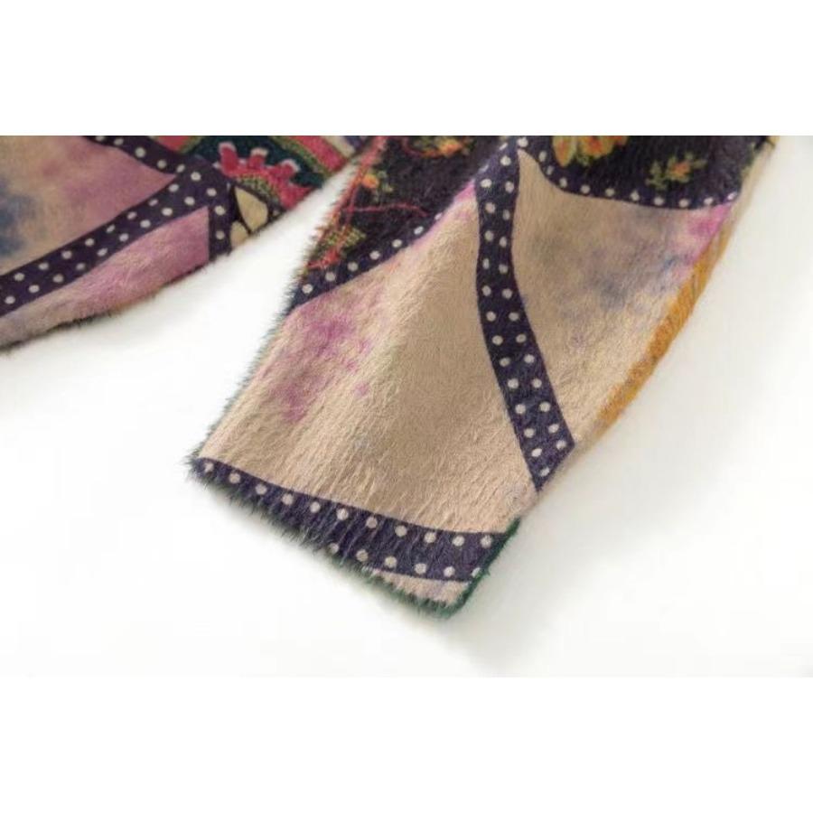 Umělecký svetr z imitace norkové kožešiny Retro etnický styl Podzim Zima Volný pulovr Dámský kulatý výstřih Populární pletený svetr pro ženy