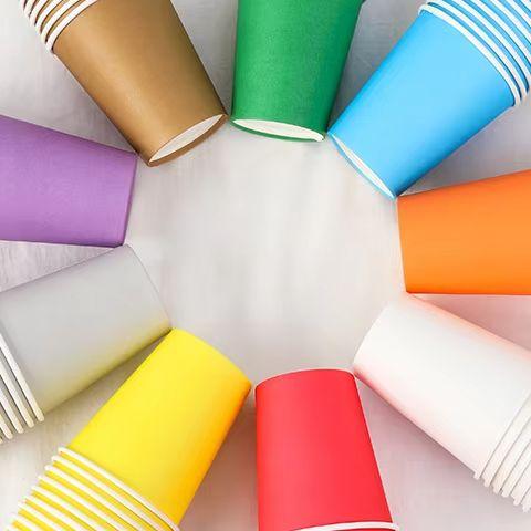 {MX} 10Pcs Candy Color Disposable Cups 9oz 250ml Thicken Paper Cup Wedding Birthday Party Holiday Tableware