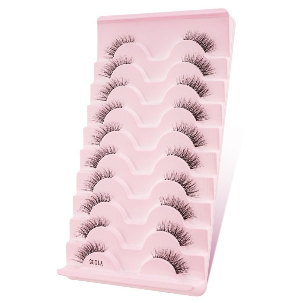 10 Pairs 7-10MM Thick Fluffy False Eyelashes Black Dense Fake Eyelashes DIY Lashes Extension Party
