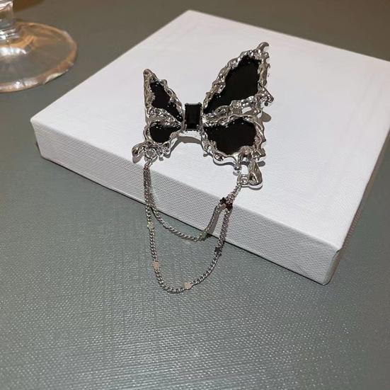 Liquid Butterfly Brooch Dazzling Rhinestone Inlays Chain Decor Suit Lapel Badge Dress Coat Shawl Accessory