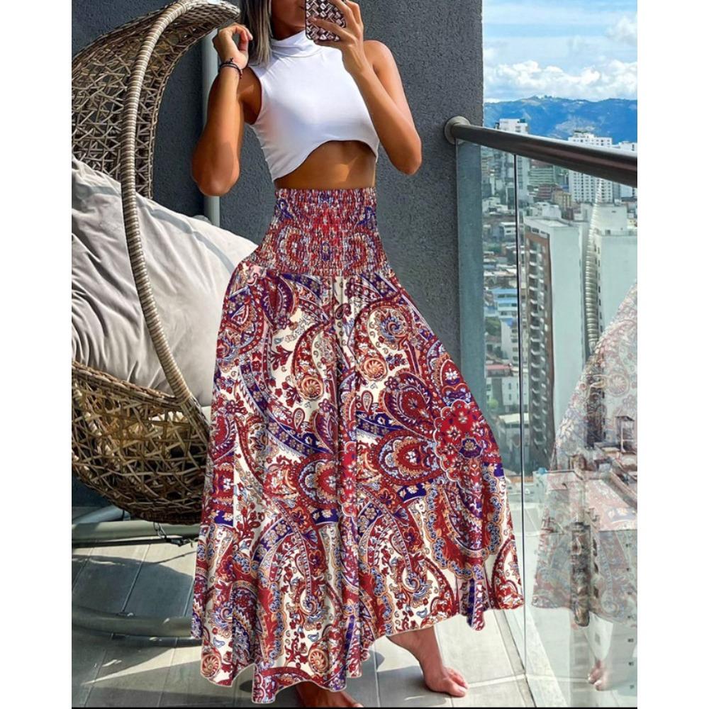 New casual fashion floral high waist skirt women's clothing