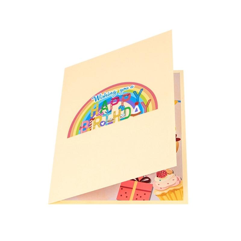 Elegant 3D Popup Birthday Greeting Card with Rainbow Theme Colorful Design Perfect Gift for Women Men and Children