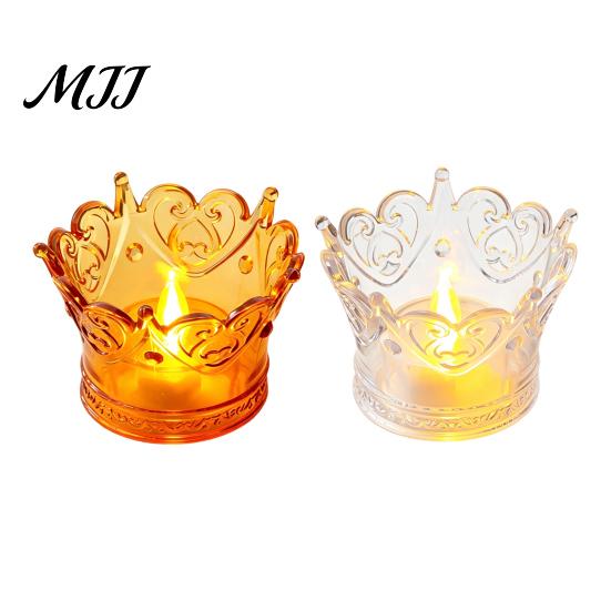 Led Candle Holder Crown LED Tea Light, Flameless Faux Crystal Night Cafe Soft Decoration Romantic Wedding Party Decor, Creative Gift for Birthday