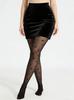 2 Pairs Women Plus Size Black & White Star Print Sheer Stretchy Tights Breathable Anti-Snag Fashion Stockings Set