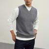 Men's Sleeveless Sweater College Style Vest V-Neck Fashion Waistcoat Sweater Vest