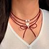 Minimalist Pearl Chain Necklace With Butterfly Bow Design For Ladies Summer Wear