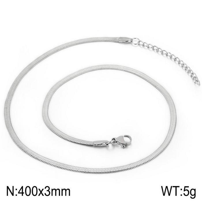 Trendy Minimalist Stainless Steel Snake Chain Necklace & Bracelet Set