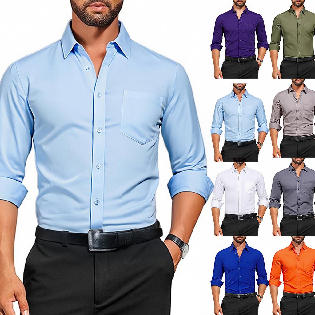 Herren Sport Fitness Business Freizeit Kentkragen Langarm Hemd