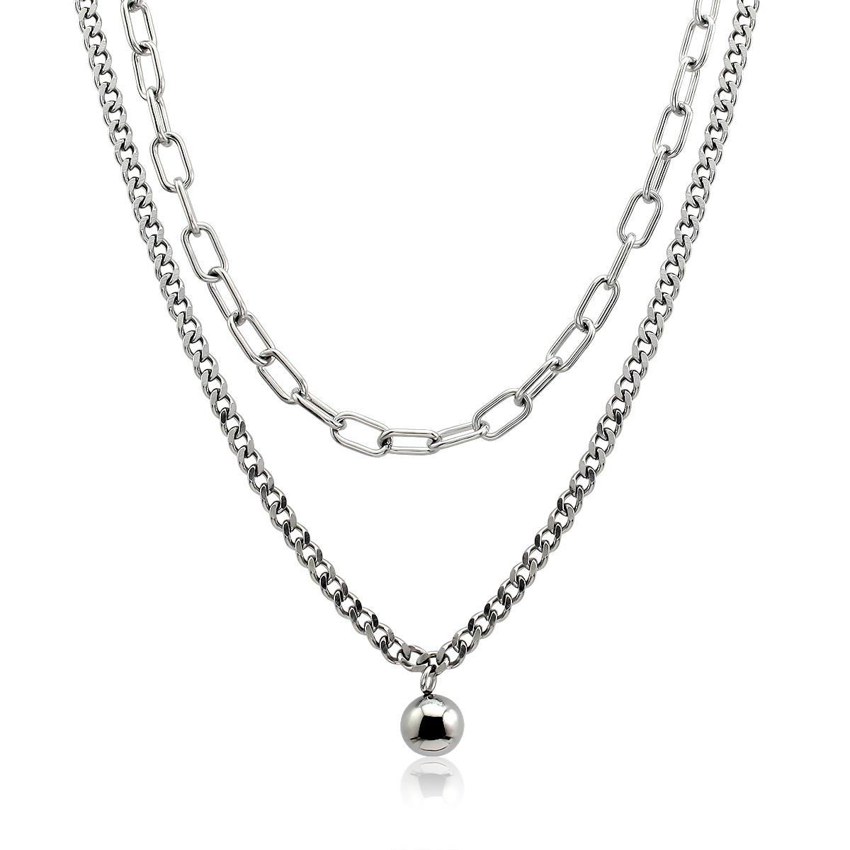 

Fashion Jewelry Stainless Steel Small Round Zircon Pendant Necklace Gold Plated Chain Layered Necklaces Jewelry Women