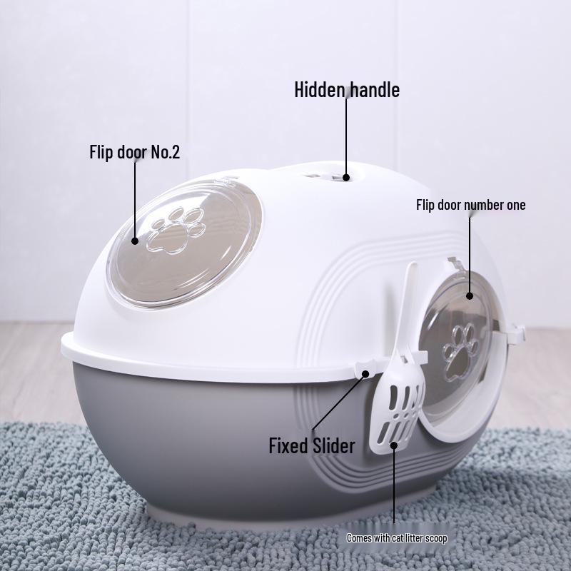 Carver Extra-Large Enclosed Cat Litter Box with Double Doors and Deodorant System