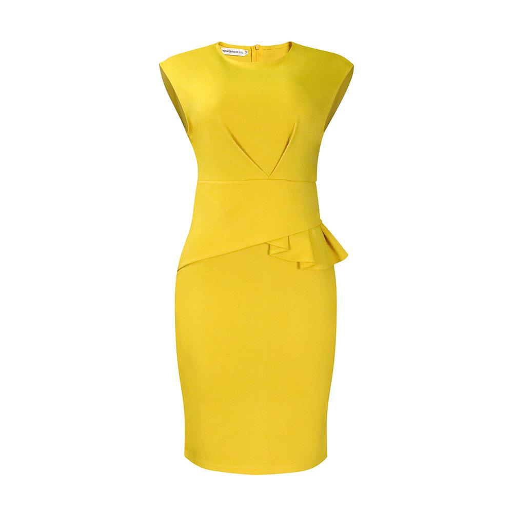 Large Size Women Summer Fashion Ruffled Pencil Dress Ladies