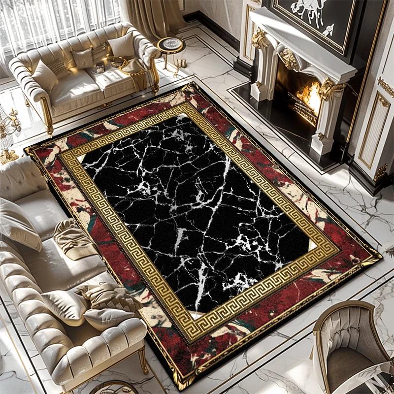 Modern Simple Household Mat Soft Luxury Carpets for Living Room Non-slip Bedroom Luxury Decoration Tapetes Black 160x230cm Rug