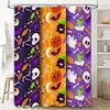 Spooky Halloween Themed Shower Curtains Purple Skulls Pumpkins Decor Set for Bathtub in Orange Ghosts Pattern 3D Printed Waterpr