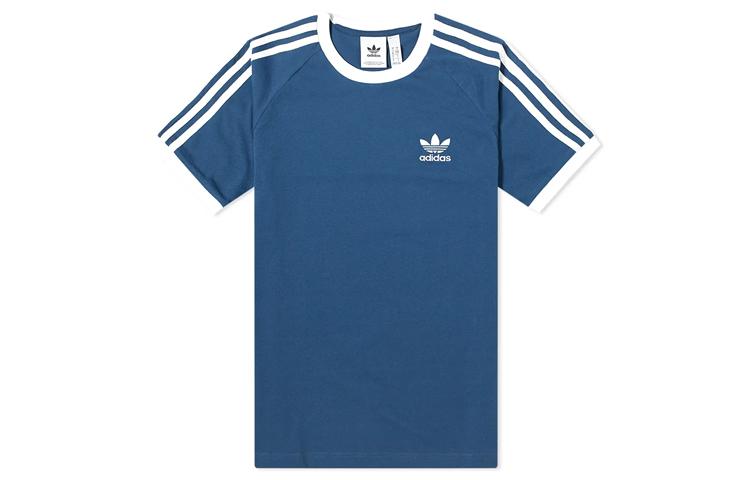 Adidas Originals Shamrock Retro Stripes T Shirt Men s Ocean Blue FM3772 S