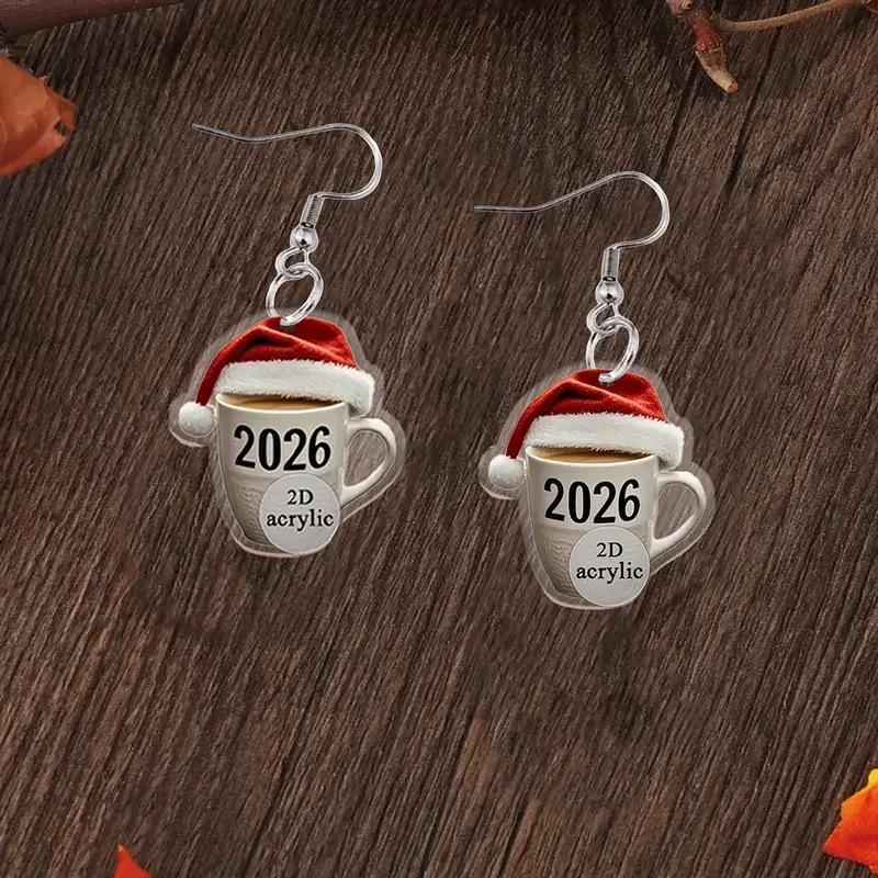 Festive Wine Glass Acrylic Earrings: Christmas & Valentine's Day Decorations