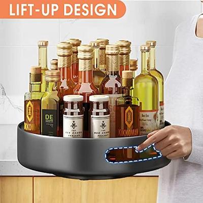 Lazy Susan Gewürzregal aus Metall und Stahl, drehbar, Organizer für Küchenschrank, Speisekammer, Arbeitsplatte, Kühlschrank, Schrank, 22,9 cm, Schwarz