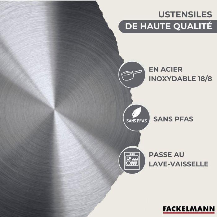 Batterie de cuisine à induction - FACKELMANN - Geneva - Inox 18/8 - 12 pièces - 3 poêles, 3 casseroles et 6 ustensiles