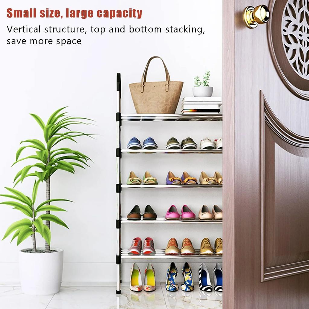 Five-layer plastic shoe rack Shoe Rack Household Simple Metal Shoe Rack Shoe Storage Box Shoe Cabinet Storage Slippers Multi-Layer Door Frame Shoe