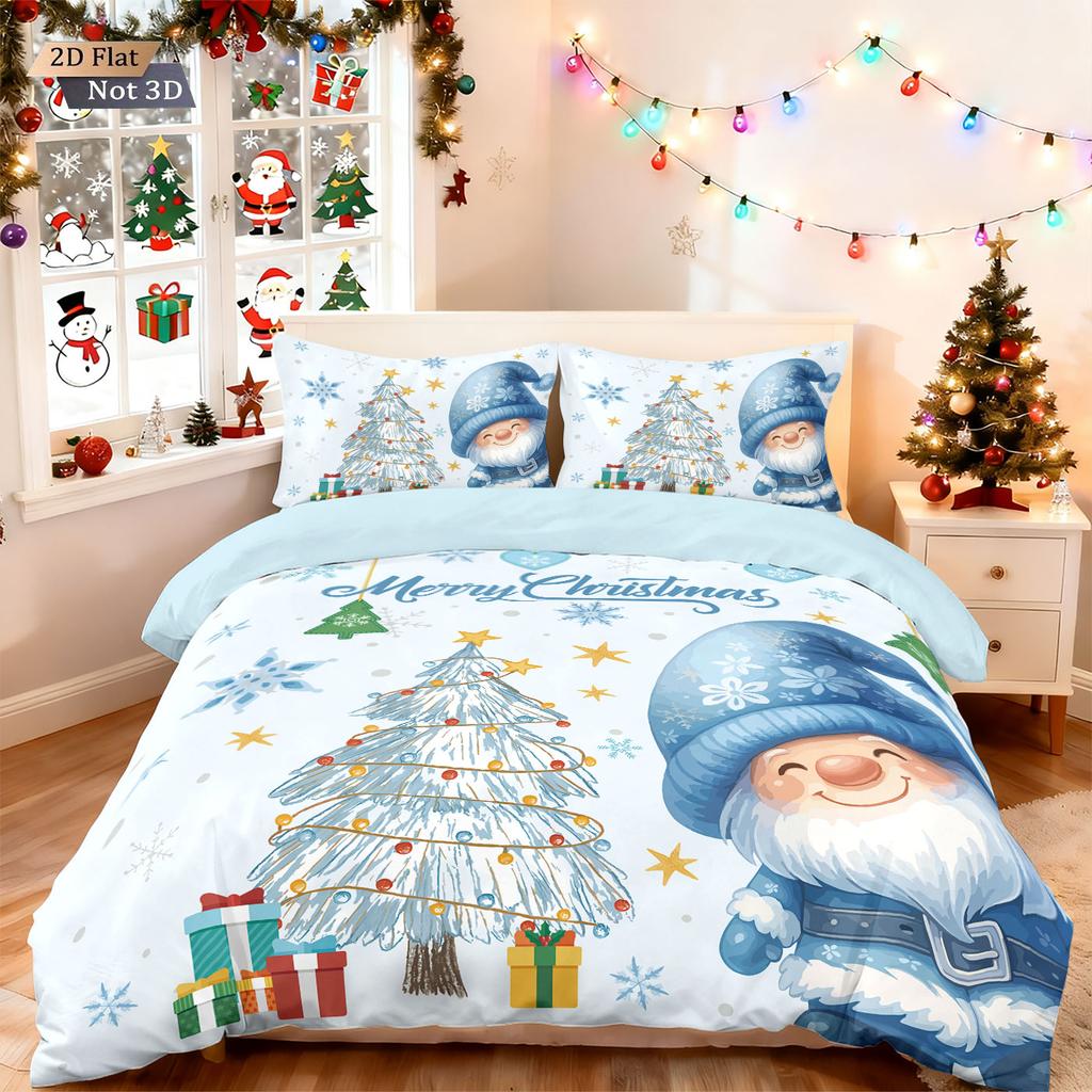 3pcs Merry Christmas Blue goblin print coreless duvet cover set multi size dormitory bedding holiday decoration machine washable