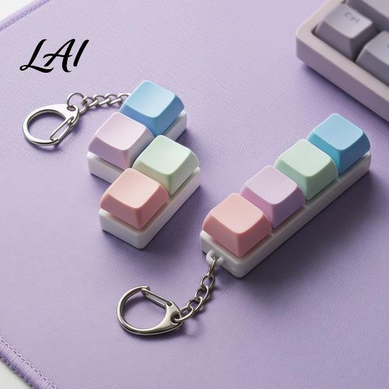 Office Stress Relief Colorful Keyboard Fidget Toys Mechanical Button Clicker Keychain Toy Creative Decompress for Adults Work Anxiety