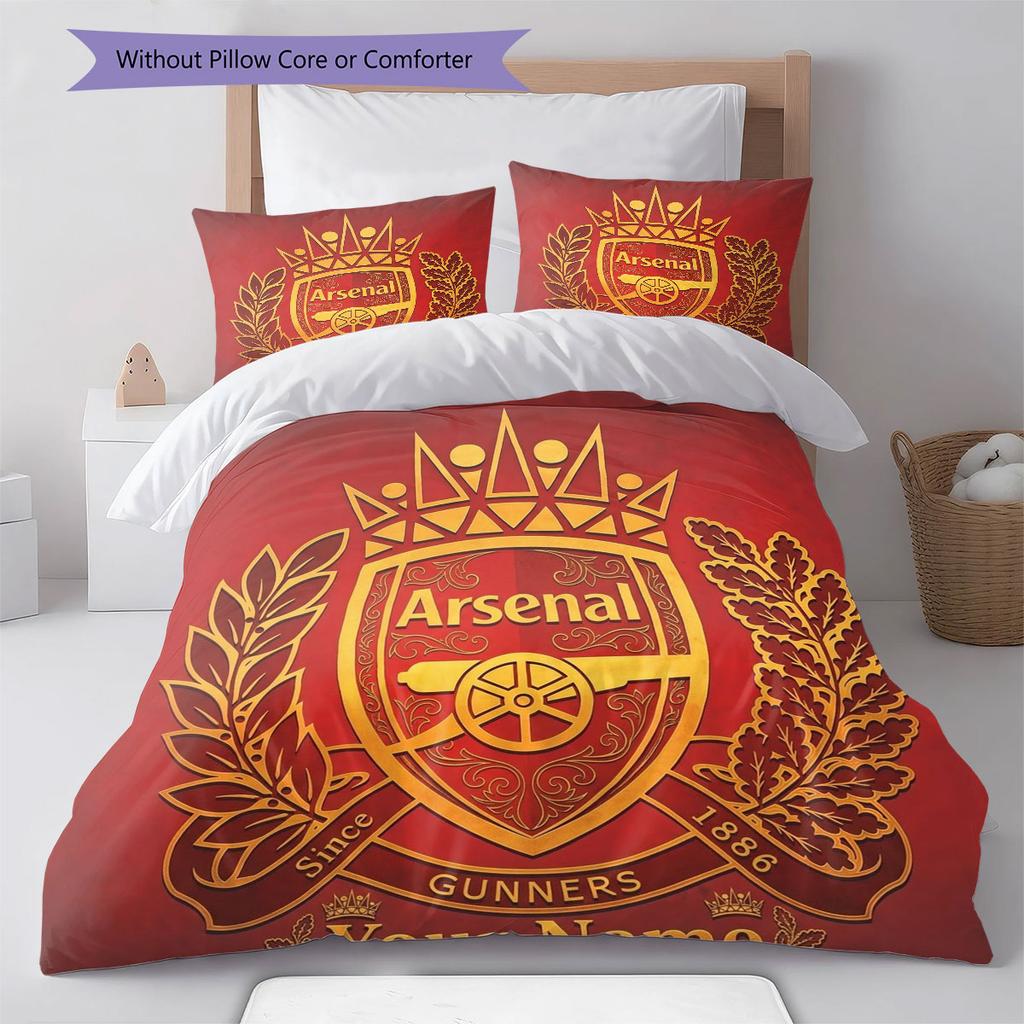 Arsenal F Custom Name Pattern Bedding,Quilt Set Quilt Cover Pillowcase Home Birthday Gift(1 * duvet cover + 2 * pillowcase, without core)
