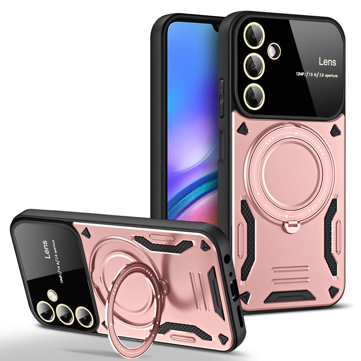 

Магнитный противоударный чехол Armo для Samsung Galaxy A55 A35 A25 A15 A05 A05S 5G подставка кольцо для защиты линз Magsafe чехол Funda Galaxy A05 розового золота