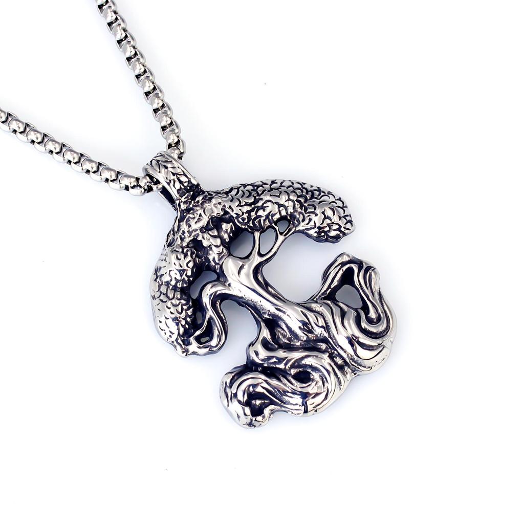 Hip Hop Chinese Dragon Embossed Round Pendant Necklace for Men and Women - Titanium Stainless Steel.