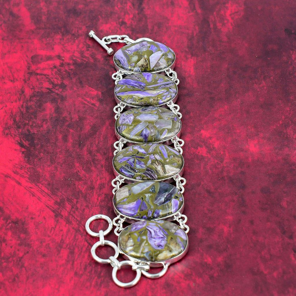 Copper Charoite Bracelet Jewelry,Gemstone 925 Solid Sterling Silver Jewelry,Handmade Beauteous Charoite Bracelet Gift For Love